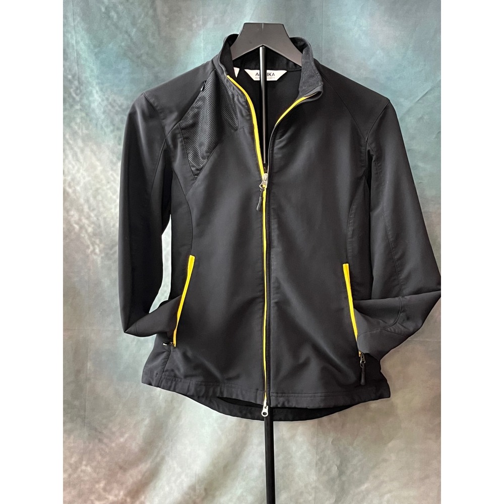 Cutter & Buck Annika Full Zip Athletic Jacket Black Yellow Golf Tennis Small